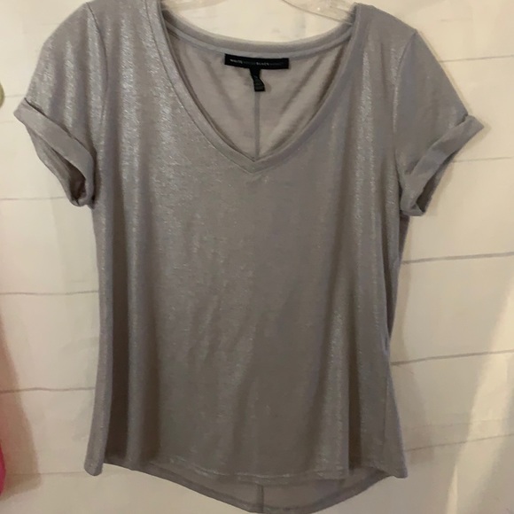 White House Black Market Tops - WHBM Shimmery Silver Tee